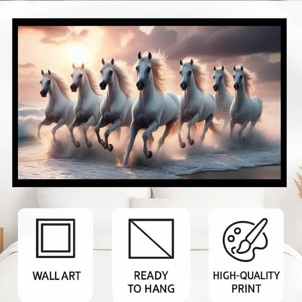 Mdf_Vastu_Seven_White_Horses_Wall_Painting