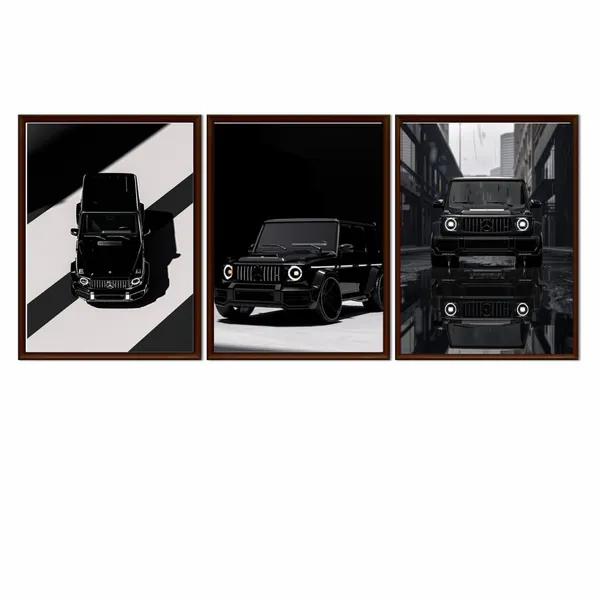 Mdf_Modern_G-Wagon_Mercedes-Benz_Luxury_Black_Wall_Frame_Set_Of_3