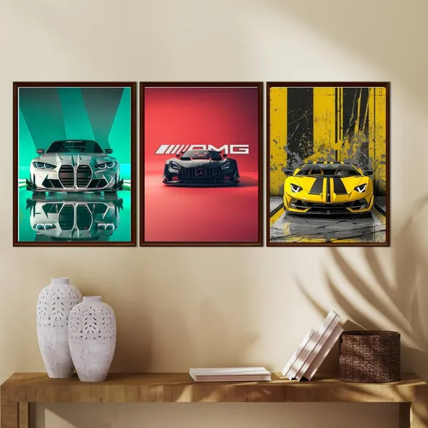 Mdf_Modern_Supercar_Bmw_Lamborghini_Amg_Wall_Poster_Set_Of_3