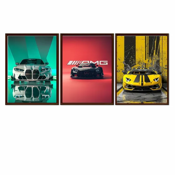 Mdf_Modern_Supercar_Bmw_Lamborghini_Amg_Wall_Poster_Set_Of_3