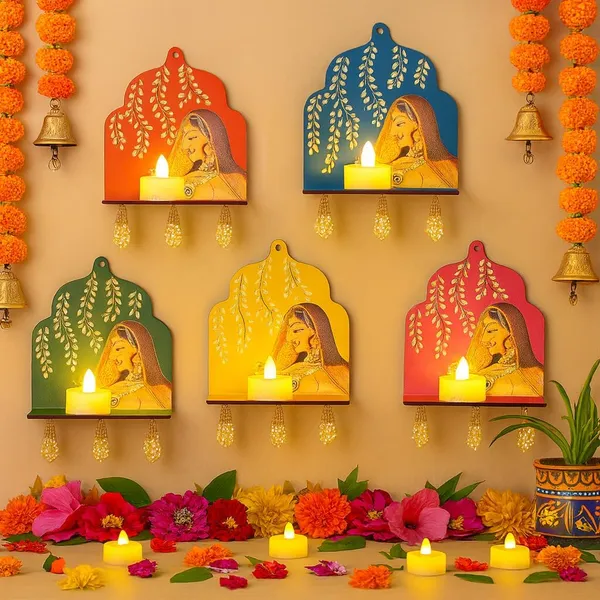 Mdf_Rajasthani_Jharokha_Tealight_Holder_Set_Of_5