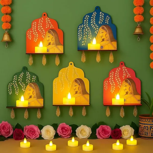 Mdf_Rajasthani_Jharokha_Tealight_Holder_Set_Of_5