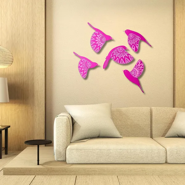 Engineered_Wood_Nature_3D_Flying_Birds_5_Panel_Wall_Art