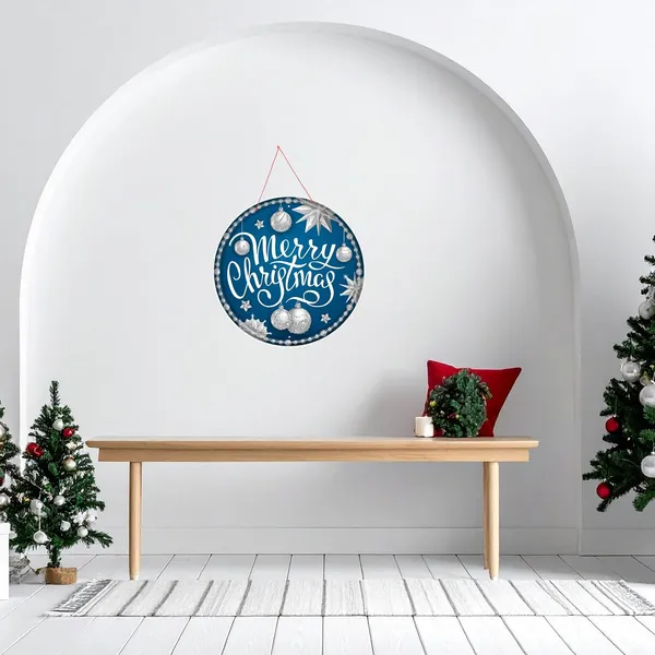 Engineered_Wood_Christmas_Round_Blue_Silver_Wall_Ornament