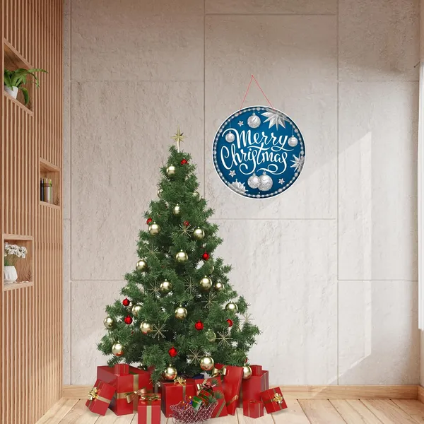 Engineered_Wood_Christmas_Round_Blue_Silver_Wall_Ornament
