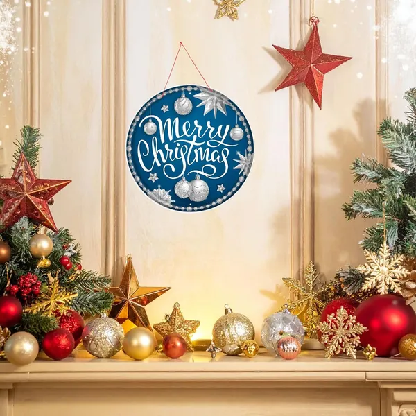 Engineered_Wood_Christmas_Round_Blue_Silver_Wall_Ornament