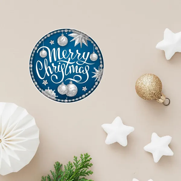 Engineered_Wood_Christmas_Round_Blue_Silver_Wall_Ornament