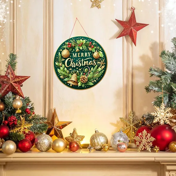 Engineered_Wood_Christmas_Round_Blue_Silver_Wall_Decoration