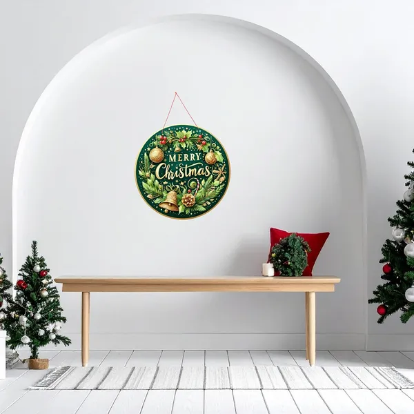Engineered_Wood_Christmas_Round_Blue_Silver_Wall_Decoration