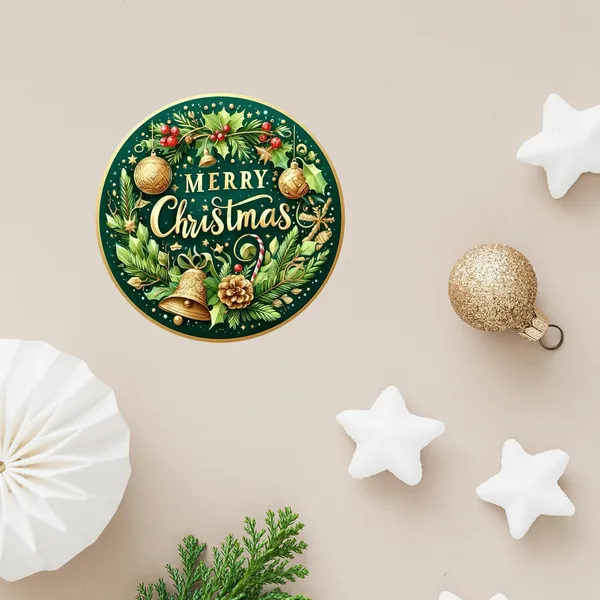 Engineered_Wood_Christmas_Round_Blue_Silver_Wall_Decoration