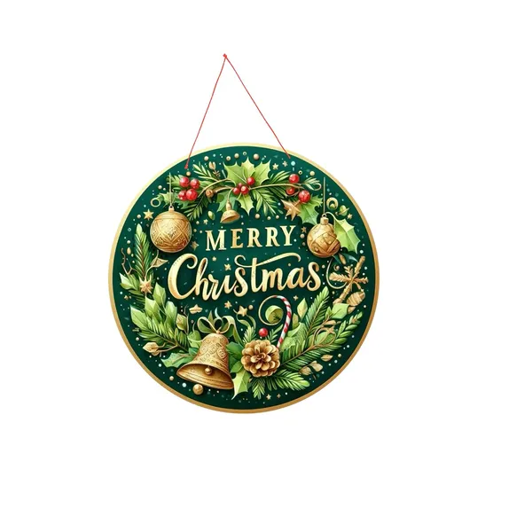 Engineered_Wood_Christmas_Round_Blue_Silver_Wall_Decoration