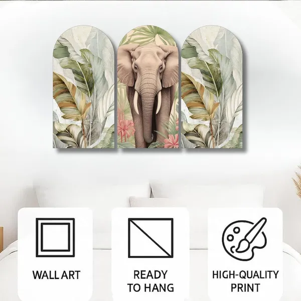 Mdf_Oriental_Lotus_And_Crane_Arched_Wall_Art_Set