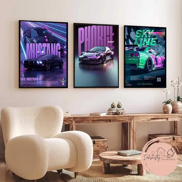 Mdf_Modern_Sports_Car_Automotive_Wall_Art_Set_Of_3