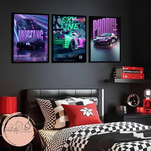 Mdf_Modern_Sports_Car_Automotive_Wall_Art_Set_Of_3