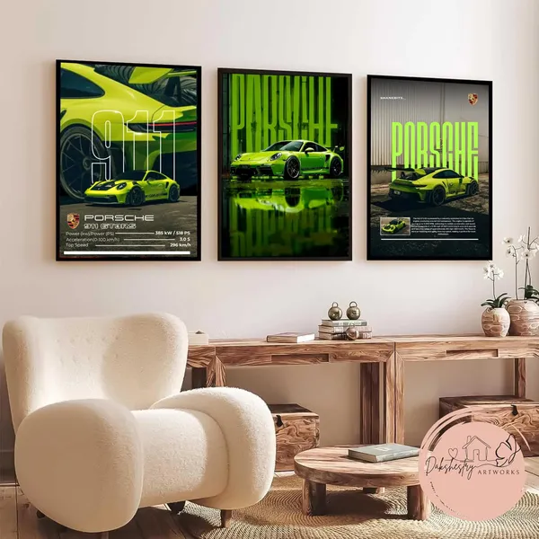 Mdf_Modern_Sports_Car_Multicolor_Wall_Art_Set