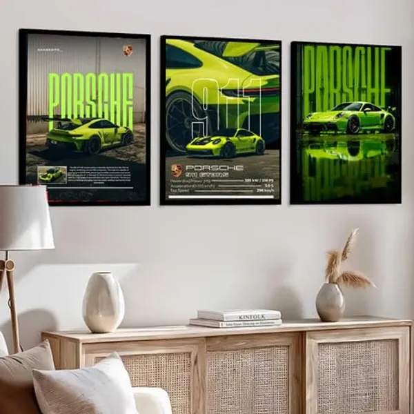 Mdf_Modern_Sports_Car_Multicolor_Wall_Art_Set