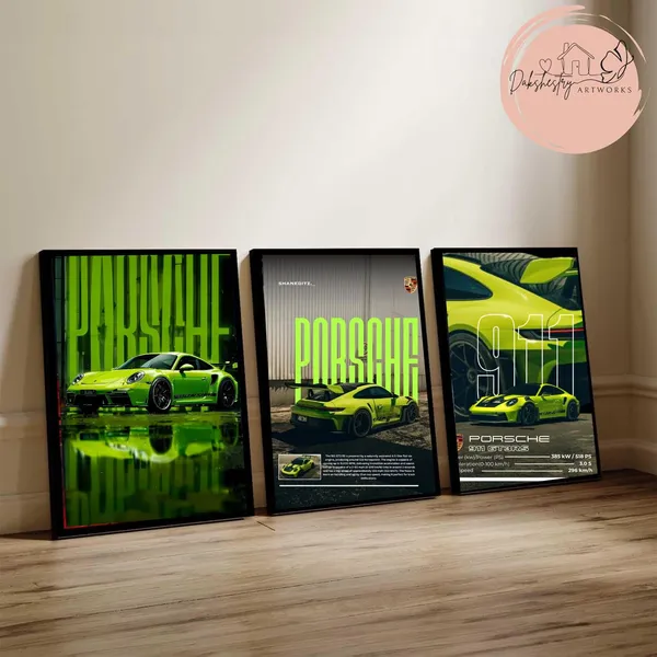 Mdf_Modern_Sports_Car_Multicolor_Wall_Art_Set