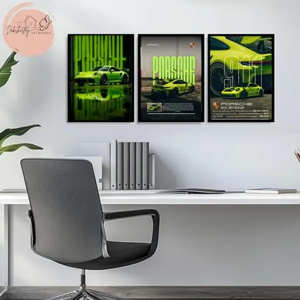 Mdf_Modern_Sports_Car_Multicolor_Wall_Art_Set