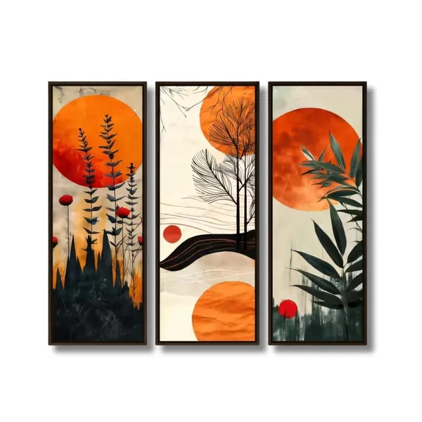 Engineered_Wood_Abstract_Orange_Sun_Bamboo_Wall_Painting