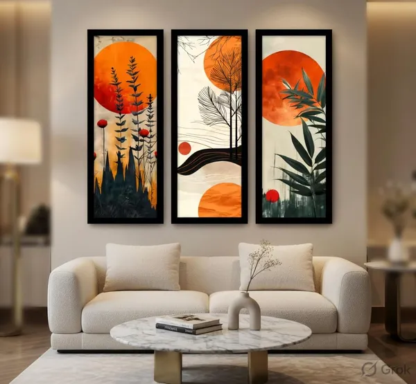 Engineered_Wood_Abstract_Orange_Sun_Bamboo_Wall_Painting