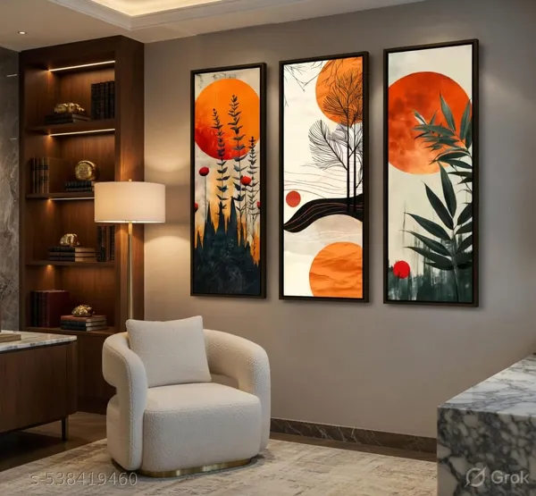 Engineered_Wood_Abstract_Orange_Sun_Bamboo_Wall_Painting