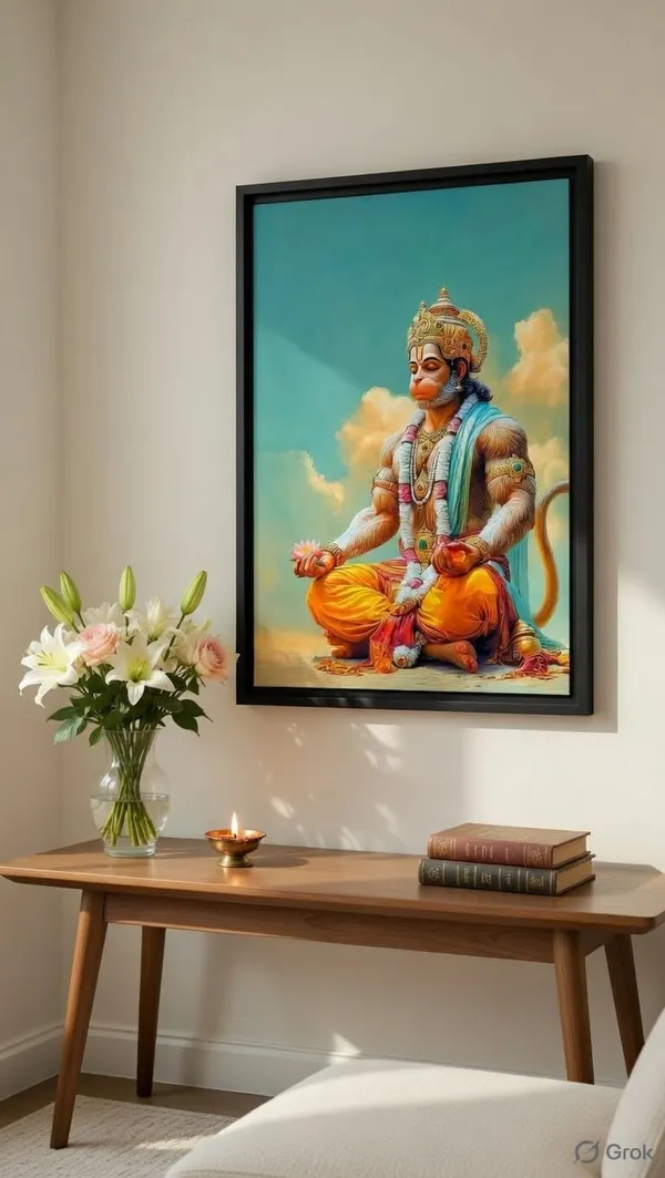 Engineered_Wood_Spiritual_Hanuman_Meditation_Framed_Wall_Art