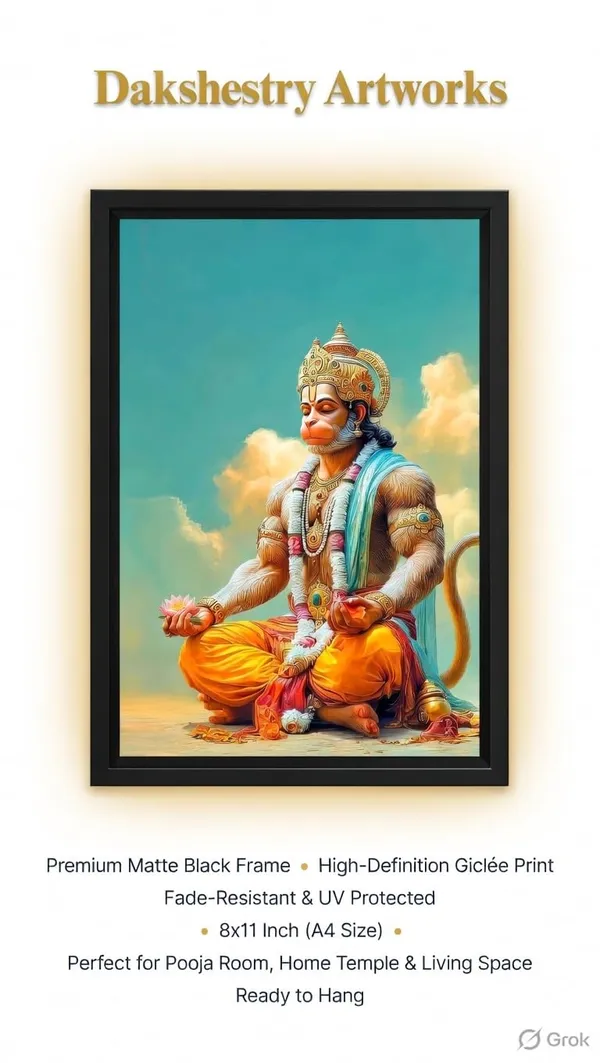 Engineered_Wood_Spiritual_Hanuman_Meditation_Framed_Wall_Art