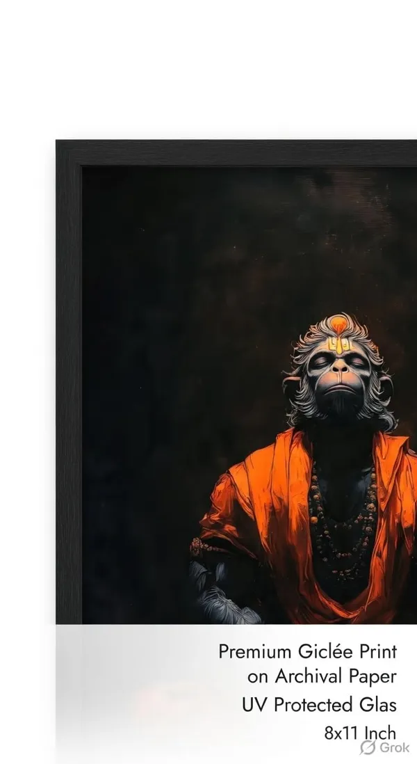 Engineered_Wood_Spiritual_Hanuman_Ji_Meditation_Framed_Wall_Art