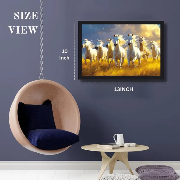 Engineered_Wood_Modern_Running_White_Horses_Wall_Painting