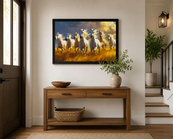 Engineered_Wood_Modern_Running_White_Horses_Wall_Painting