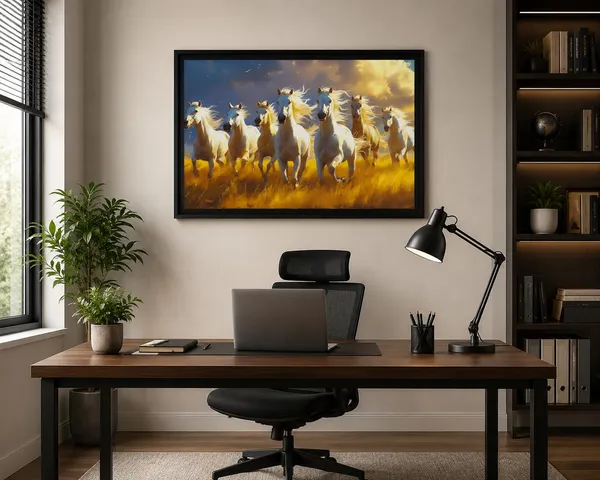 Engineered_Wood_Modern_Running_White_Horses_Wall_Painting