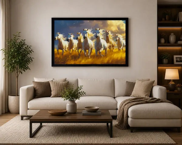 Engineered_Wood_Modern_Running_White_Horses_Wall_Painting