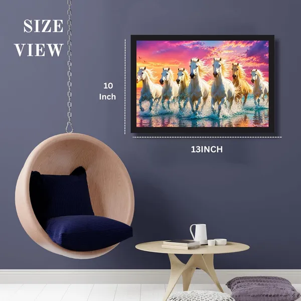 Engineered_Wood_Contemporary_Seven_Running_White_Horses_Wall_Painting