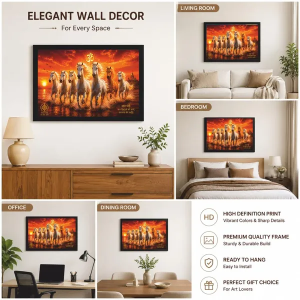 Engineered_Wood_Vastu_7_Running_Horses_Om_Symbol_Wall_Painting