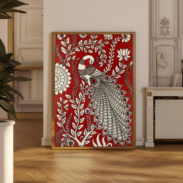 Engineered_Wood_Folk_Art_Peacock_Floral_Motif_Wall_Painting