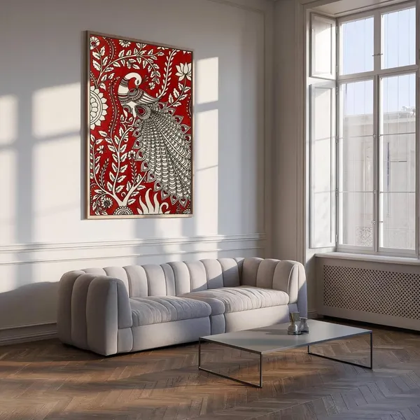 Engineered_Wood_Folk_Art_Peacock_Floral_Motif_Wall_Painting