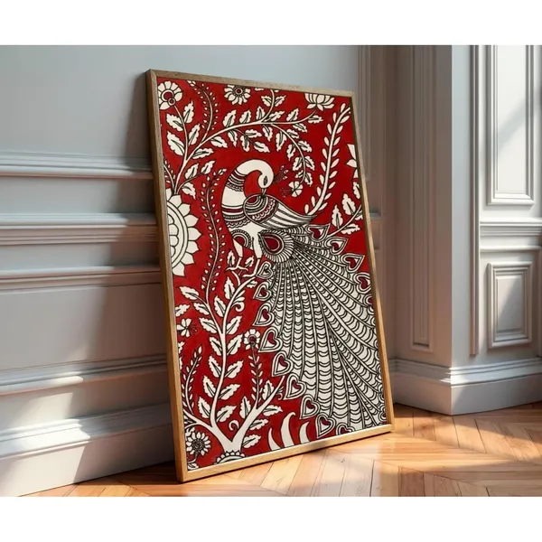 Engineered_Wood_Folk_Art_Peacock_Floral_Motif_Wall_Painting