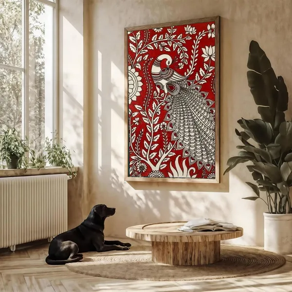 Engineered_Wood_Folk_Art_Peacock_Floral_Motif_Wall_Painting