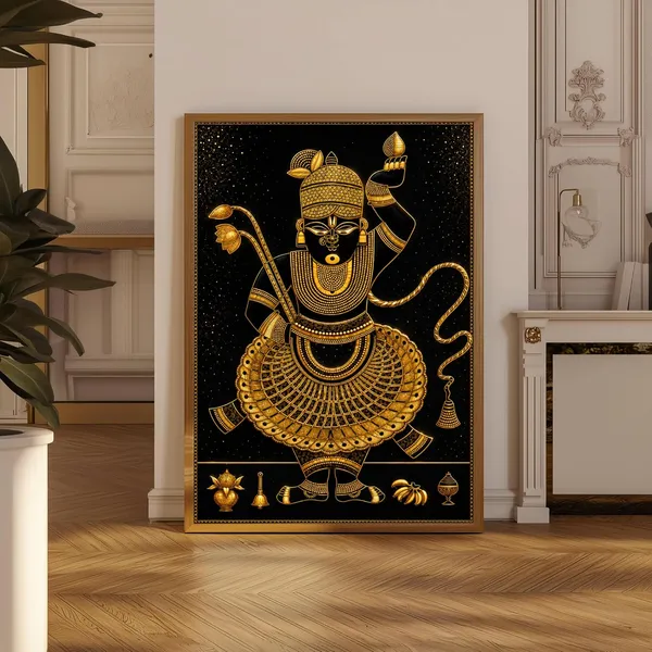 Engineered_Wood_Traditional_Shrinathji_Golden_Wall_Painting