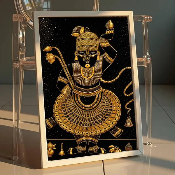 Engineered_Wood_Traditional_Shrinathji_Golden_Wall_Painting