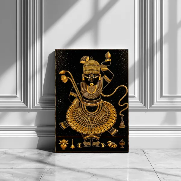 Engineered_Wood_Traditional_Shrinathji_Golden_Wall_Painting