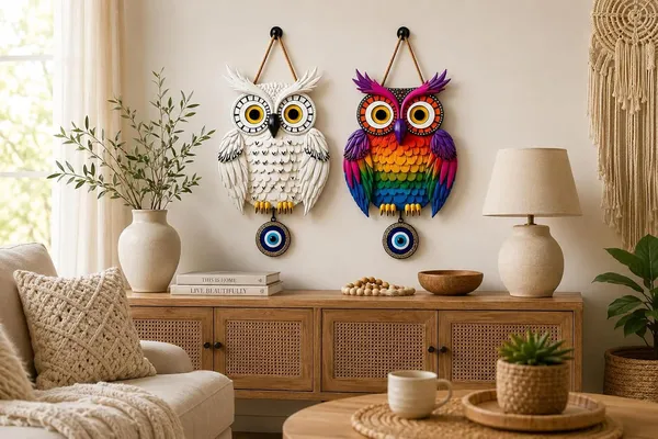 Mdf_Decorative_Owl_Evil_Eye_Wall_Hanging