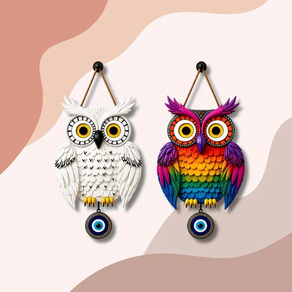 Mdf_Decorative_Owl_Evil_Eye_Wall_Hanging