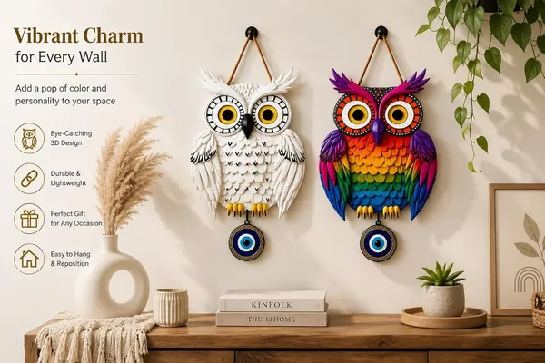 Mdf_Decorative_Owl_Evil_Eye_Wall_Hanging