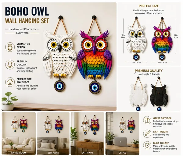 Mdf_Decorative_Owl_Evil_Eye_Wall_Hanging