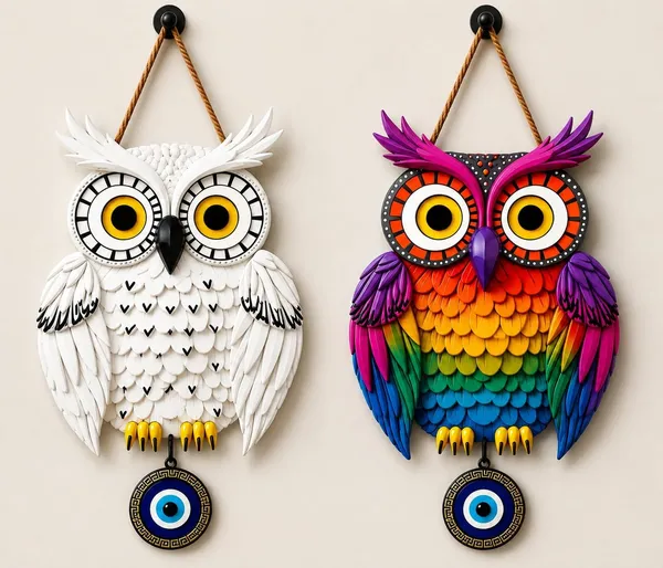 Mdf_Decorative_Owl_Evil_Eye_Wall_Hanging