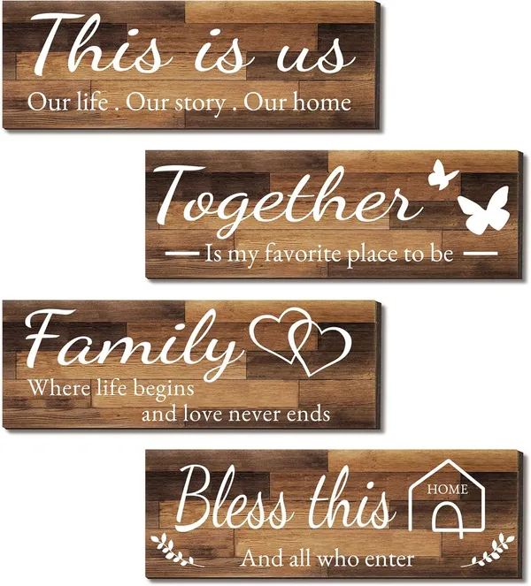 Mdf_Farmhouse_Family_Quotes_Wall_Sign_Set_Of_4