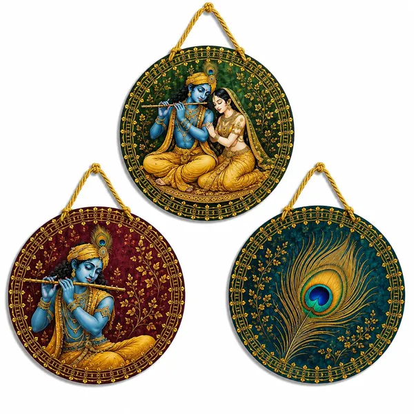 Mdf_Devotional_Krishna_Radha_Flute_Wall_Art_Set_Of_3