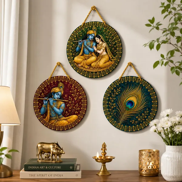 Mdf_Devotional_Krishna_Radha_Flute_Wall_Art_Set_Of_3