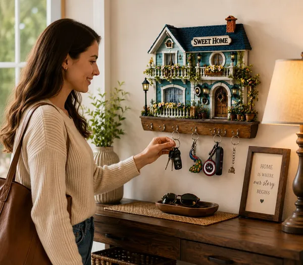Engineered_Wood_Sweet_Home_House_Shape_Key_Holder